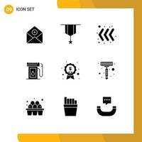 uppsättning av 9 modern ui ikoner symboler tecken för släppa industri insignier bensin tangentbord redigerbar vektor design element