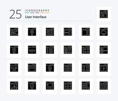 Benutzeroberfläche 25 Solid-Glyphen-Icon-Pack inklusive Recht. Kommunikation. Benutzer. Schnittstelle vektor