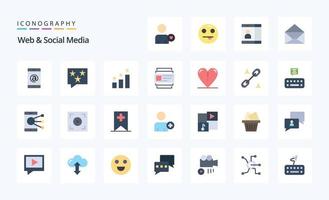 25 Web- und Social-Media-Flachfarben-Icon-Pack vektor