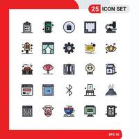 Aktienvektor-Icon-Pack mit 25 Zeilenzeichen und Symbolen für Mikrobiologie-Chemie-Glaubens-Port-Internet-editierbare Vektordesign-Elemente