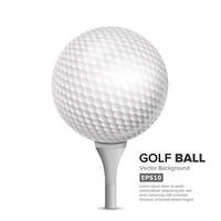 Golfball auf weißem T-Stück. Vektor