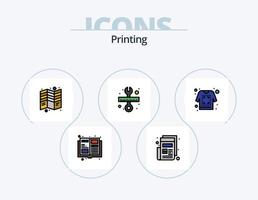 Druckzeile gefüllt Icon Pack 5 Icon Design. Drucker. Etiketten. Werkzeug. Bleistift. malen vektor