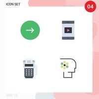moderner Satz von 4 flachen Symbolen und Symbolen wie bearbeitbare Vektordesignelemente für bargeldlose Musikzellenmaschinen vektor