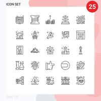 mobil gränssnitt linje uppsättning av 25 piktogram av ekonomi ljuv kontanter honung vatten redigerbar vektor design element