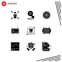 Stock Vector Icon Pack mit 9 Zeilen Zeichen und Symbolen für Bilderrahmen Gander Token Blockchain editierbare Vektordesign-Elemente