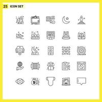 25 kreative Symbole, moderne Zeichen und Symbole der Kinostar-Geldbörse, Nachtzeit, editierbare Vektordesign-Elemente vektor