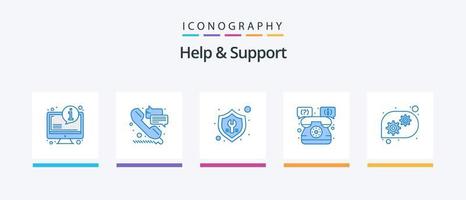 Hilfe und Support Blue 5 Icon Pack inklusive Ausrüstung. Unterstützung. Fix. Laden. Versicherung. kreatives Symboldesign vektor