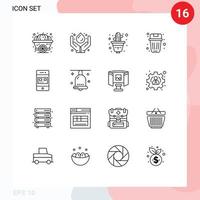 mobil gränssnitt översikt uppsättning av 16 piktogram av skräp radera förnybar varit växt redigerbar vektor design element