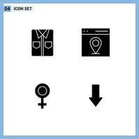 uppsättning av 4 modern ui ikoner symboler tecken för kläder kvinna skjorta gränssnitt kön redigerbar vektor design element