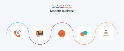 modern företag platt 5 ikon packa Inklusive dialog. chattar. Kontakt. chatt. finansiera vektor