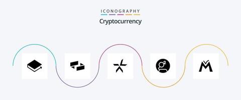 Cryptocurrency Glyph 5 Icon Pack inklusive Coin. Krypto . Kryptowährung. Münze vektor