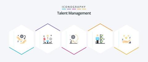 Talentmanagement 25 Flat Icon Pack inklusive Benutzer. Checkliste. Stern. Einstellung. Prozess vektor