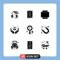 Stock Vector Icon Pack mit 9 Zeilenzeichen und Symbolen für die Suche geben bearbeitbare Vektordesign-Elemente für die Ramadhan-Garten-Landwirtschaft