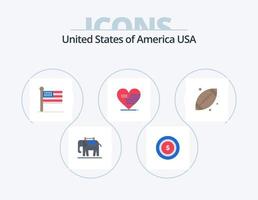 USA-Flachbild-Icon-Pack 5-Icon-Design. Vereinigte Staaten von Amerika. Fußball. vereinigt. Ball. amerikanisch vektor