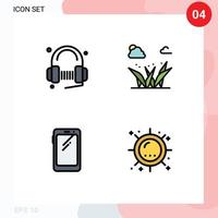 4 Benutzeroberfläche Filledline Flat Color Pack moderner Zeichen und Symbole von Kundentelefonmusikgräsern mobile editierbare Vektordesignelemente vektor