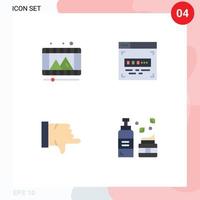 moderner Satz von 4 flachen Symbolen Piktogramm von Play-Vote-Reel-Front-End-Entwicklungsschaum editierbare Vektordesign-Elemente vektor