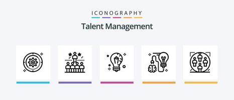 Talent Management Line 5 Icon Pack inklusive Benutzer. Aufgabe. Lösung. Lieferung. Stern. kreatives Symboldesign