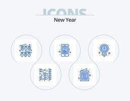 neues Jahr blau Icon Pack 5 Icon Design. Uhr. Liebe. Wunsch. Herz. Lichter vektor