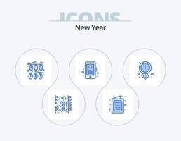 ny år blå ikon packa 5 ikon design. klocka. kärlek. önskar. hjärta. lampor vektor