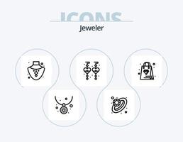 Schmucklinie Icon Pack 5 Icon Design. Zubehör. Anzughemd. Halskette. Manschettenknopf. Gold vektor