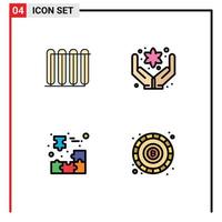 4 kreative Symbole moderne Zeichen und Symbole der Batterie Würfel Kühlerpflege Puzzle editierbare Vektordesign-Elemente