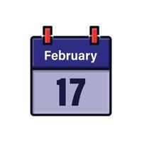 17. februar, kalendersymbol. Tag Monat. Besprechungstermin. Datum des Veranstaltungsplans. flache vektorillustration. vektor