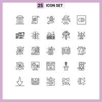 universell ikon symboler grupp av 25 modern rader av inställningar dag USA brätte vård redigerbar vektor design element