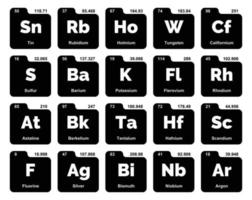 20 prejodisk tabell av de element ikon packa design vektor