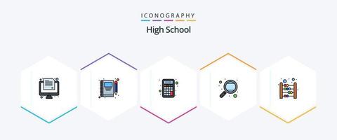 High School 25 Filledline Icon Pack inklusive Studium. Forschung. schreiben. Lernen. Bildung vektor