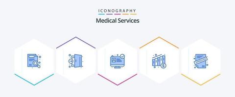 medizinische dienste 25 blaues symbolpaket inklusive vertrag. Anwendung. medizinisch. Geld. medizinisch vektor