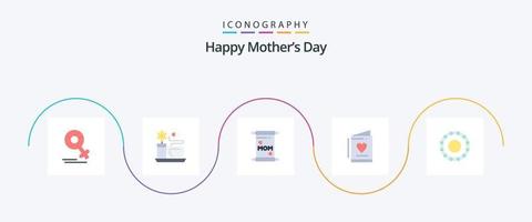 Happy Mothers Day Flat 5 Icon Pack inklusive. Schmuck. Mama. Armband. Liebe vektor