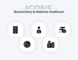 biokemi och medicin sjukvård glyf ikon packa 5 ikon design. chopper. sjukhus. medicinsk. skadade. patient vektor