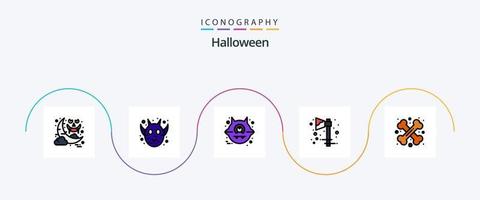 halloween linie gefüllt flach 5 icon pack einschließlich gekreuzt. Knochen. Tier. Ferien. Feier vektor