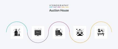 auktion glyf 5 ikon packa Inklusive vågar. rättvisa. försäljning. balans. bil vektor