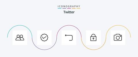 Twitter Line 5 Icon Pack inklusive Bild. gesperrt. zwitschern. sperren. der Rücken vektor
