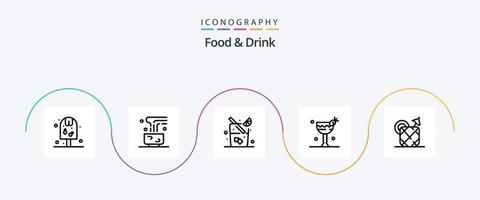 mat och dryck linje 5 ikon packa Inklusive äta. dryck. varm dryck. cocktail. dryck vektor
