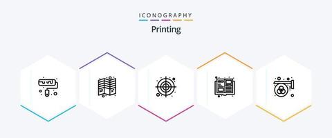 utskrift 25 linje ikon packa Inklusive design. annons. cirkulär. tidskrift. katalog vektor