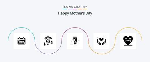 Happy Mothers Day Glyph 5 Icon Pack inklusive Mutter. Liebe . Geschenk. Hände . Zahnpasta vektor