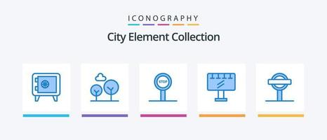 City Element Collection Blue 5 Icon Pack inklusive . Planke. Reise. Zeichen. Werbung. kreatives Symboldesign vektor