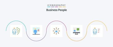 företag människor platt 5 ikon packa Inklusive kund. kommunikation. man. dela med sig. människor vektor