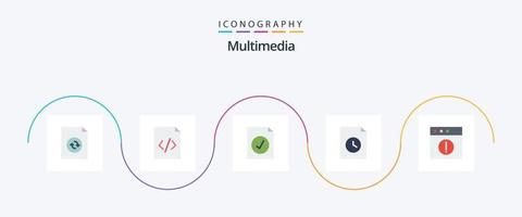 Multimedia Flat 5 Icon Pack inklusive . ausgewählt. Mac. Alarm vektor