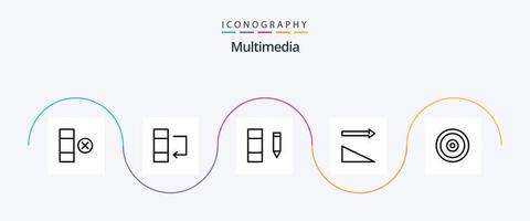 multimedia linje 5 ikon packa Inklusive . webb. redigera. mål. mobil vektor