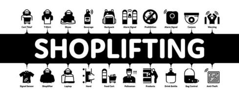 Ladendiebstahl minimaler Infografik-Banner-Vektor vektor