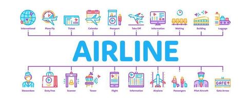 Fluggesellschaft und Flughafen minimaler Infografik-Banner-Vektor vektor