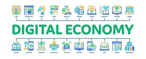 digitale wirtschaft und e-business minimaler infografik-bannervektor vektor