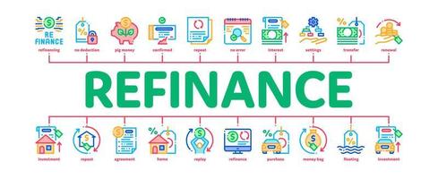 Finanzieller minimaler Infografik-Banner-Vektor zu refinanzieren vektor