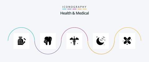 Symbolpaket für Gesundheit und medizinische Glyphe 5, einschließlich . Gips. medizinisches Zeichen. medizinisch. Zeichen vektor
