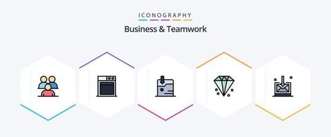 Business und Teamwork 25 gefüllte Linien-Icon-Packs einschließlich . Finanzen. Diamant. vektor