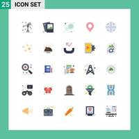 25 flaches Farbkonzept für mobile Websites und Apps Kartenmarkierung Bild Standort Tag editierbare Vektordesign-Elemente vektor