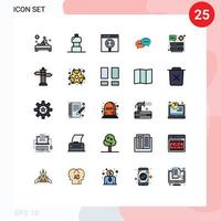 25 användare gränssnitt fylld linje platt Färg packa av modern tecken och symboler av server dialog browser konversation chatt redigerbar vektor design element